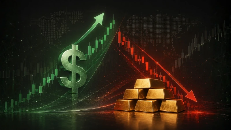 USD mạnh lên khiến giá vàng giảm.