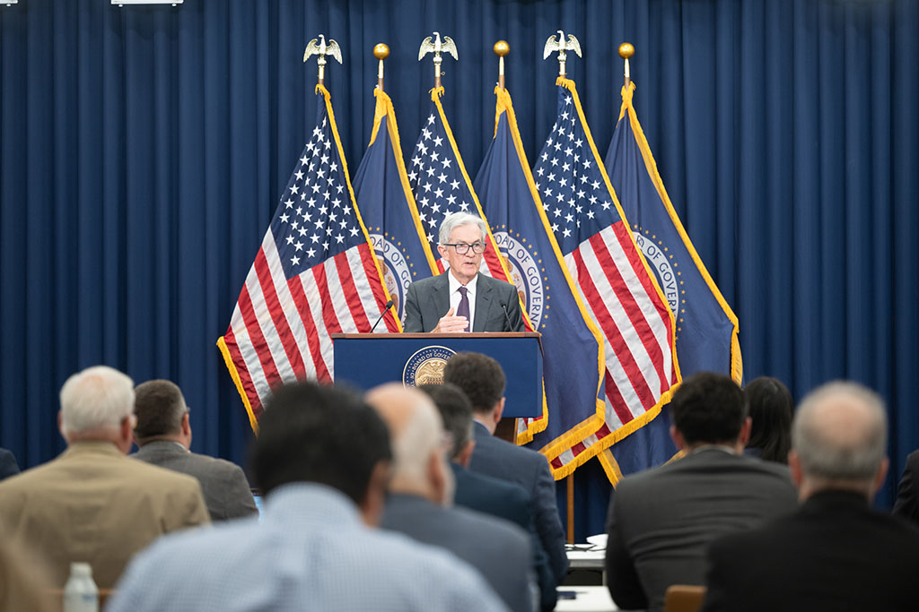 Jerome Powell answers questions at the FOMC press conference on July 30, 2025.