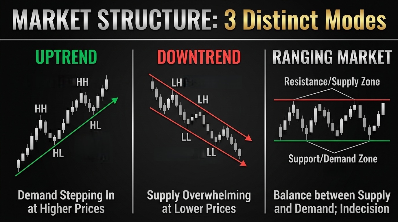 Market trend analysis is the process of establishing whether an asset's price is in an uptrend, downtrend or ranging market.