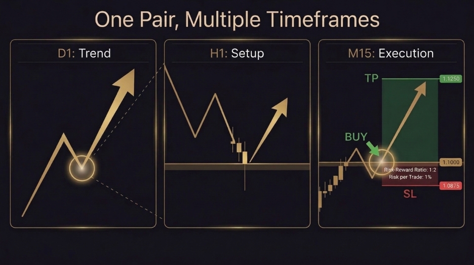 Diagram showing a typical placement of a entry order on a trading chart.