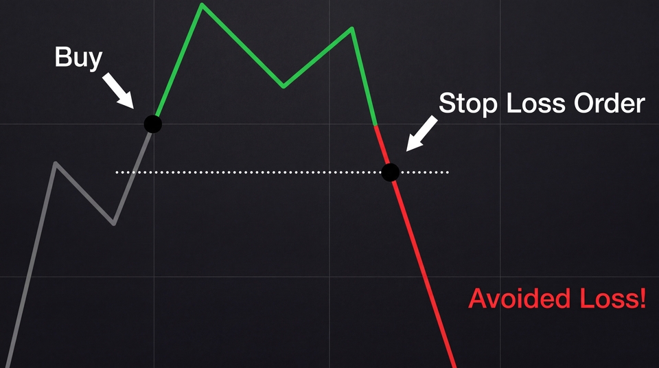 Diagram visualising how a stop loss order is placed.