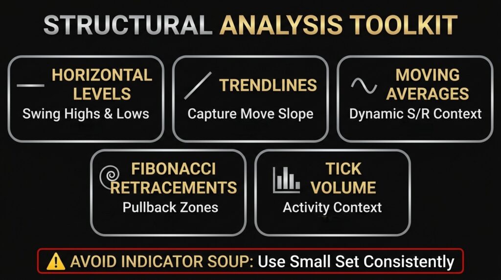 Technical tools to help identify support and resistance levels on price charts.
