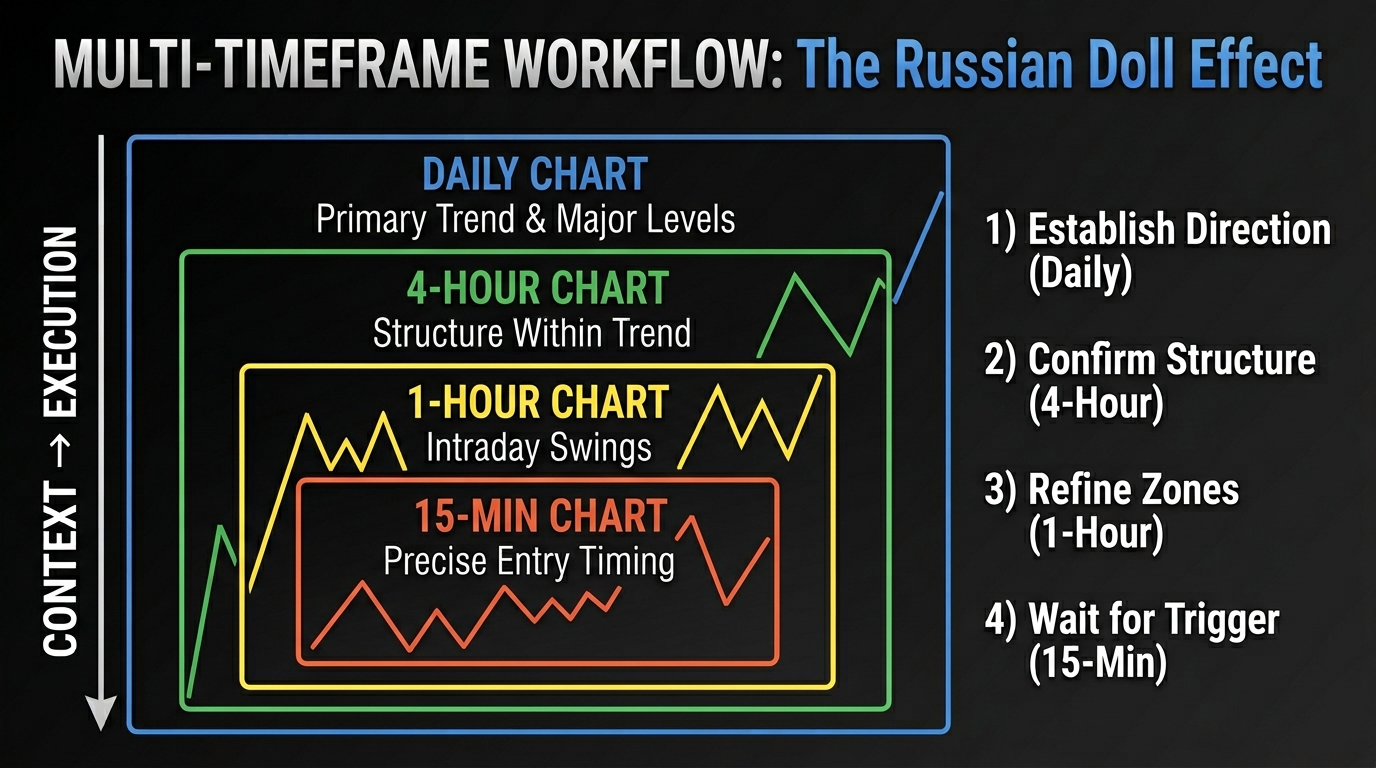 Market trend analysis is best done using multiple chart timeframes.