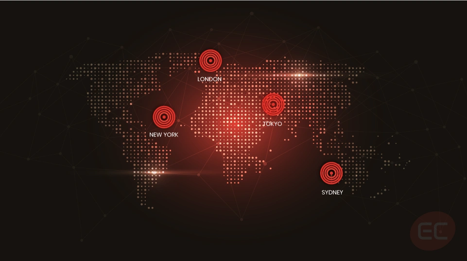 Forex Market Structure global forex trading volume by financial hubs including London, New York, and Tokyo