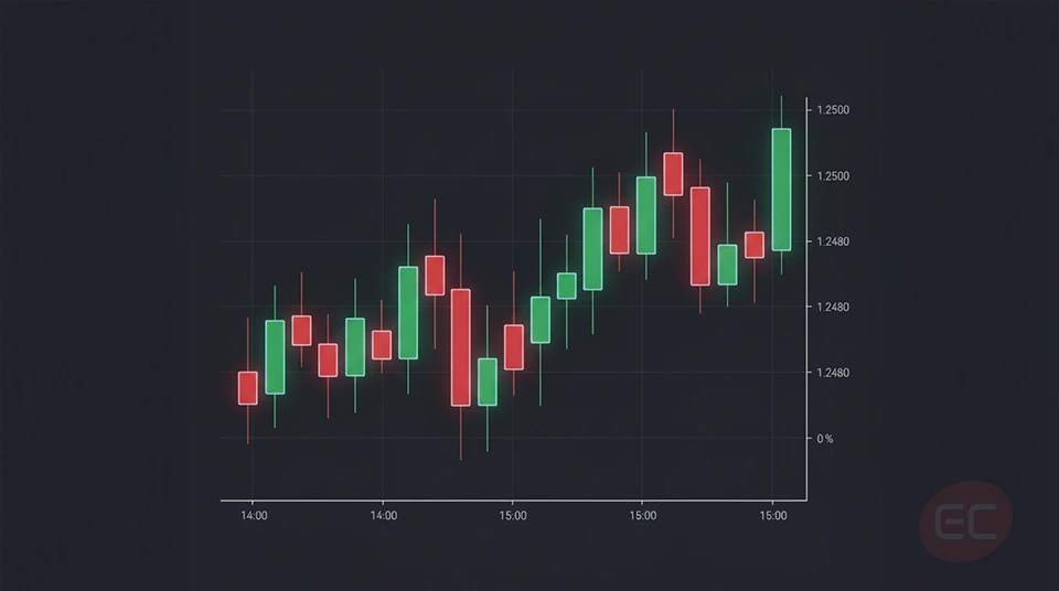 "Illustration showing what is price action on a candlestick chart with clear price movements and
candlestick patterns."