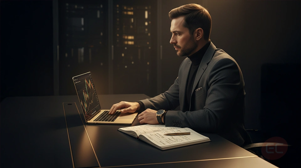 Trader reviewing charts and notes to define clear entry and exit rules for day trading strategies.