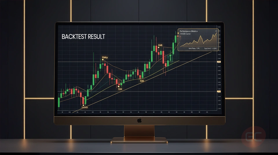 Screen showing historical price charts used for backtesting a trading strategy.