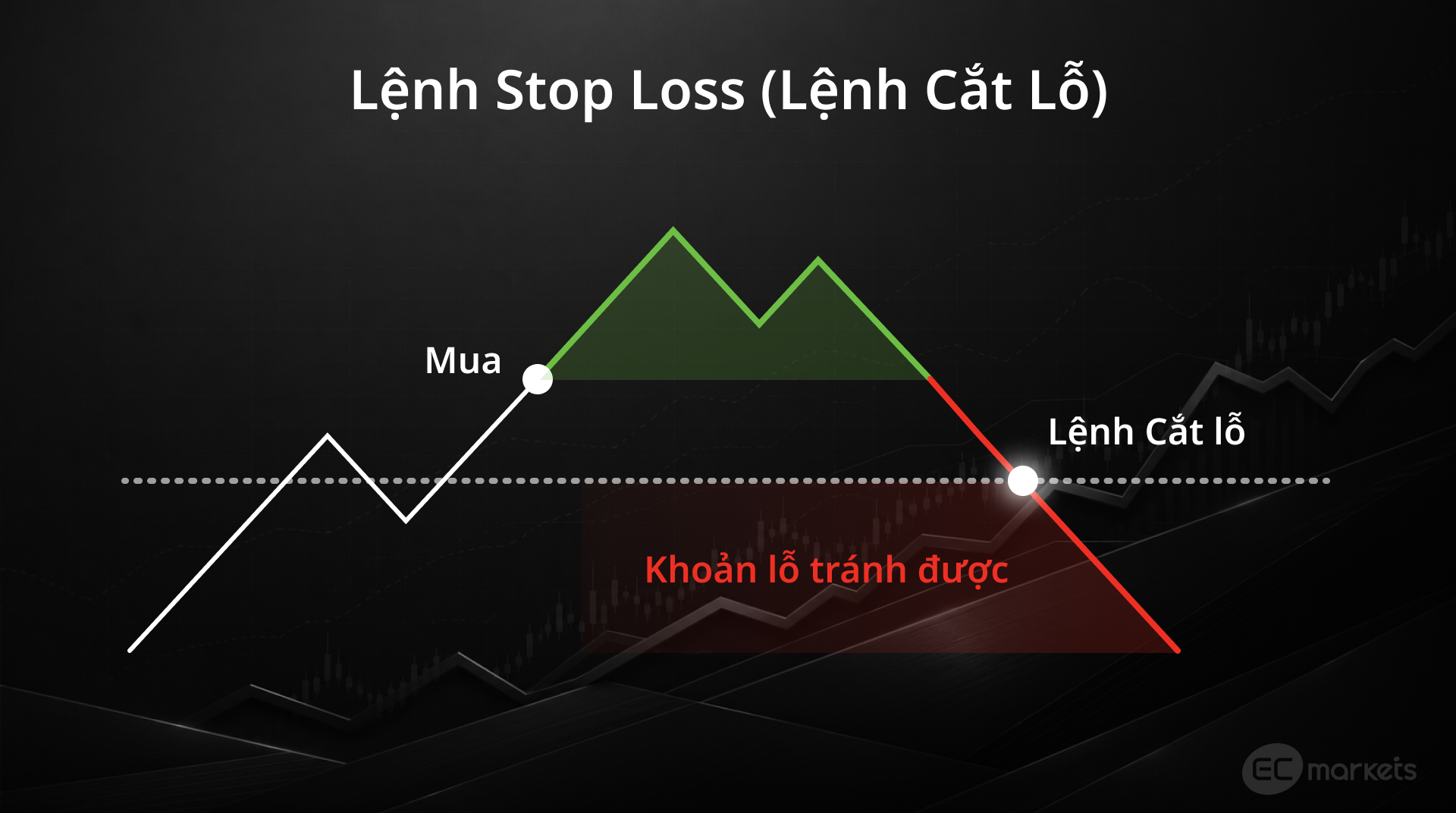 Hình 4: Minh họa cách lệnh Stop Loss đóng vị thế khi giá đi ngược kỳ vọng } Các loại lệnh trong Forex