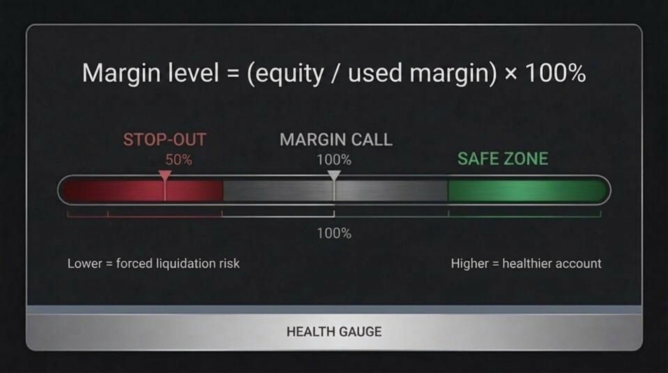 Visualisation of margin level when trading on margin.