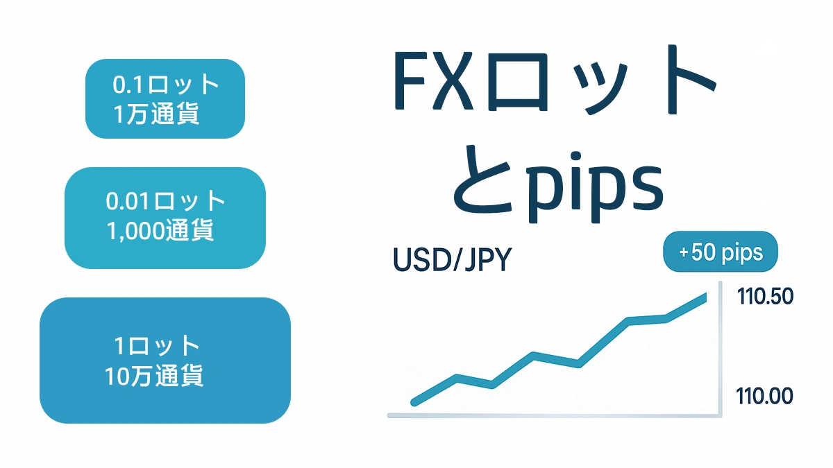 FXのロットとpipsの基礎を図解（USD/JPY +50pips) 