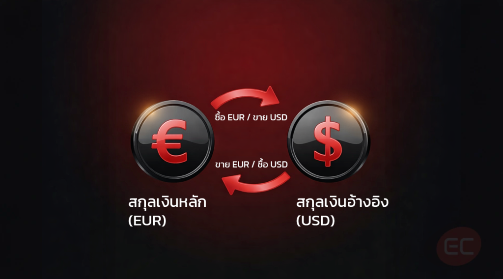 ตัวอย่างการแลกเปลี่ยนของคู่สกุลเงิน EUR/USD