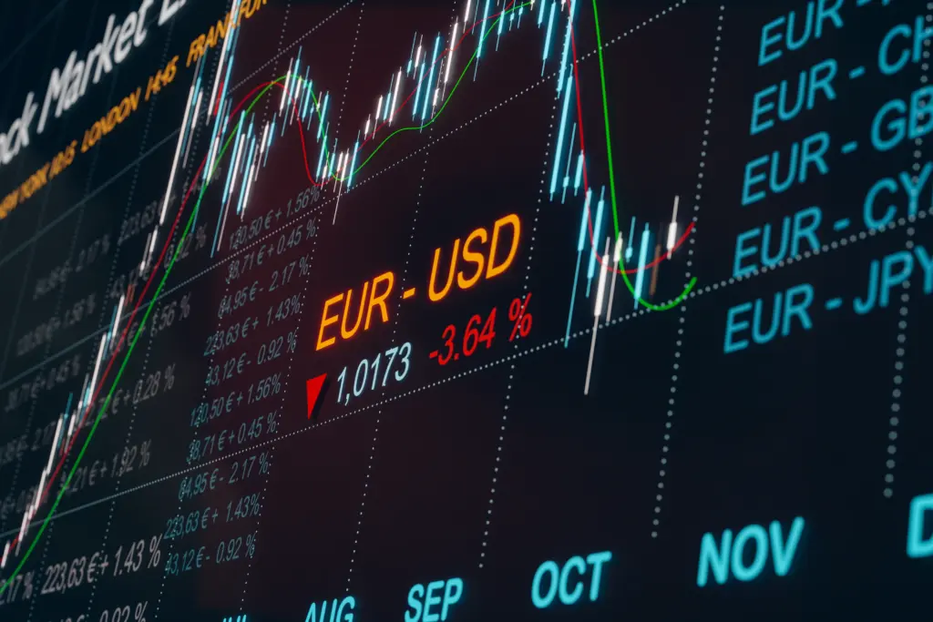 EUR/USD reacting to changing ECB and Federal Reserve interest-rate expectations and policy differentials.