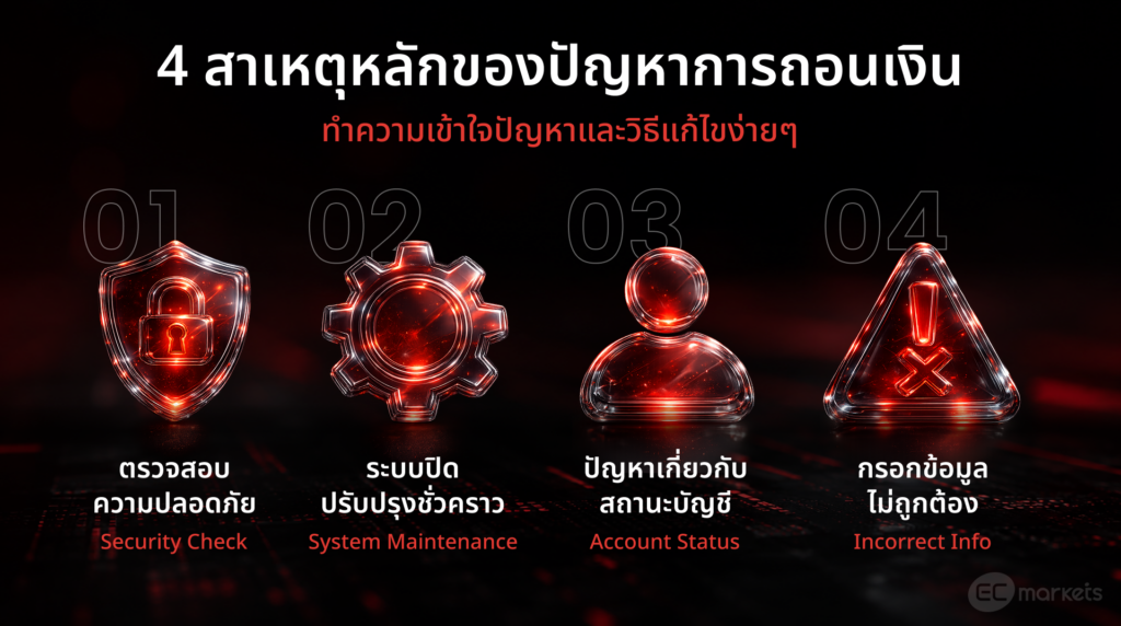 สาเหตุหลักของปัญหา EC Markets ถอนเงินไม่ได้