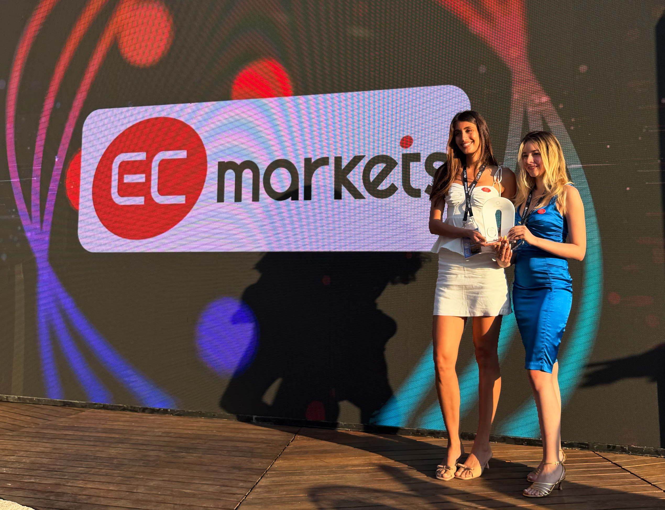 EC Markets receives the Best Global Broker 2026 award on stage at iFX Expo in Limassol, Cyprus.