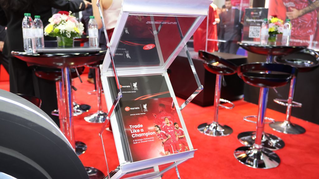EC Markets and Liverpool FC partnership brochure at Forex Expo Dubai
