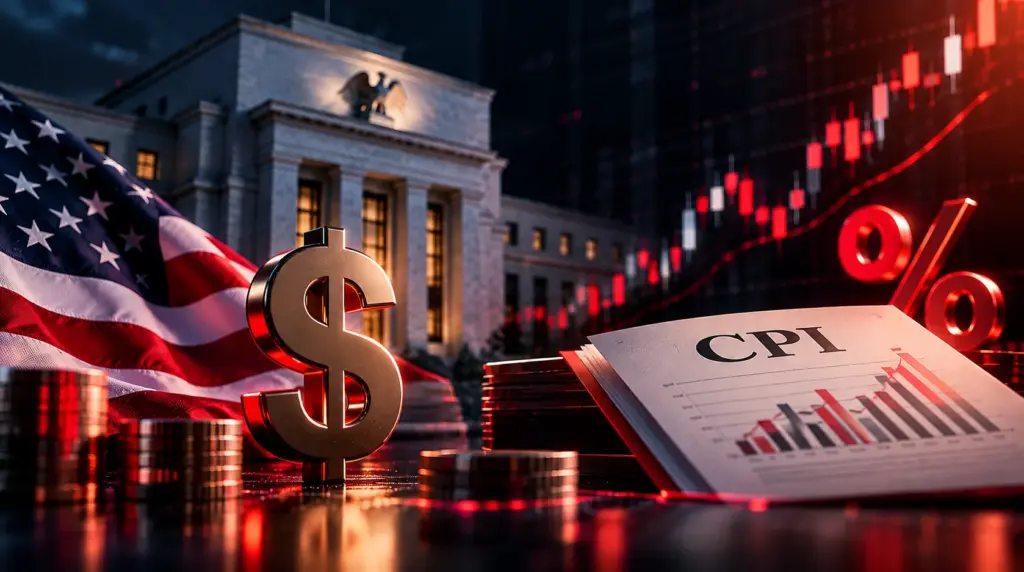 US inflation and Federal Reserve interest rate outlook represented by financial market charts and inflation data.